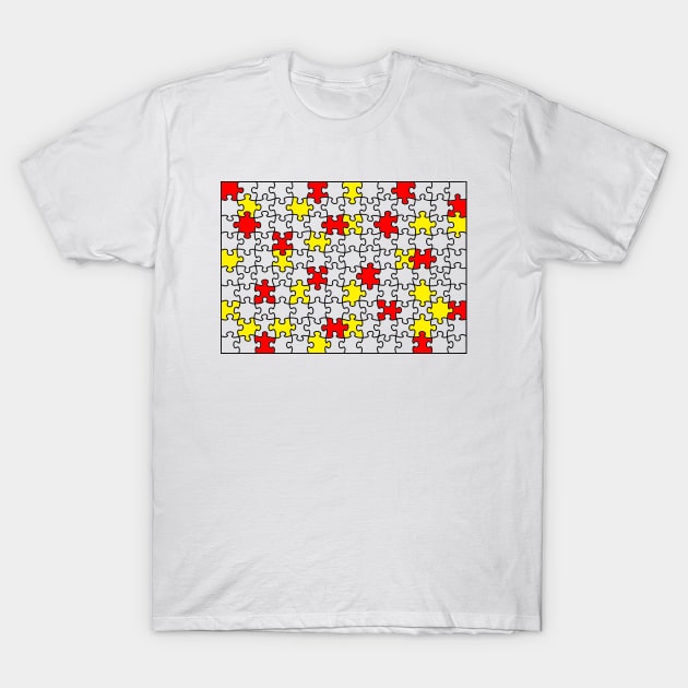 Jigsaw puzzle red and yellow colours T-Shirt by Russell102